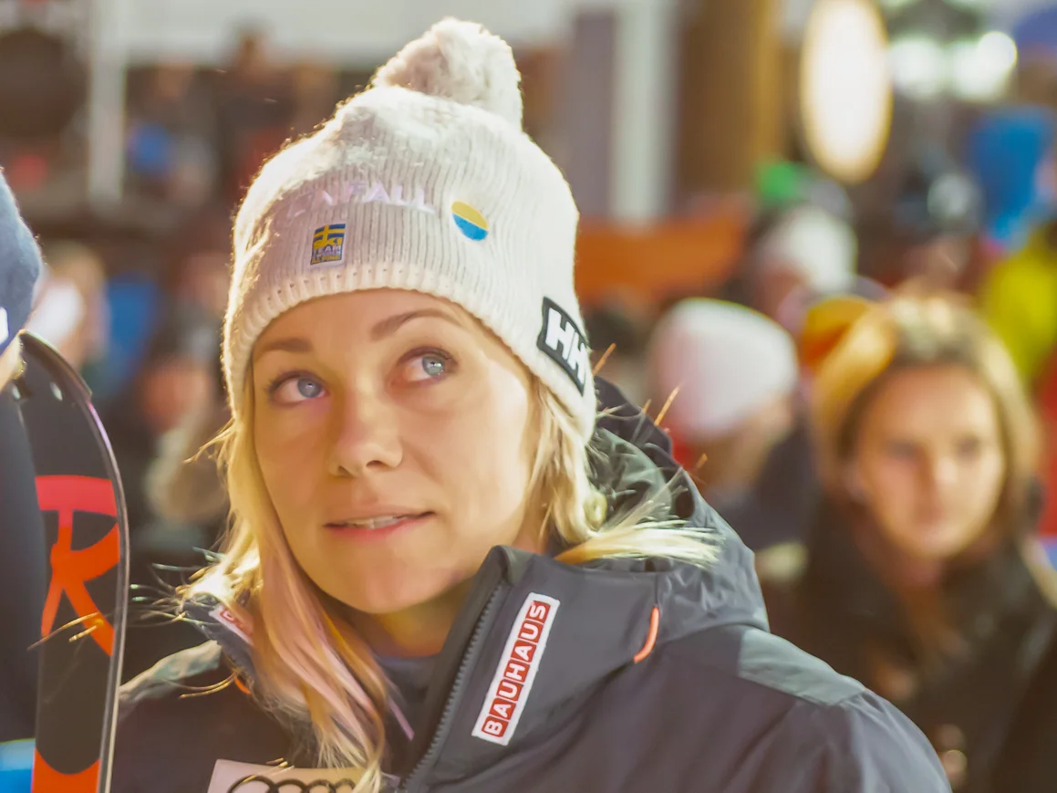 Frida Hansdotter under världscuptävlingen i alpint i Stockholm 2019