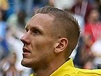 Robin Olsen i svenska landslagets tröja under en VM-kvalmatch